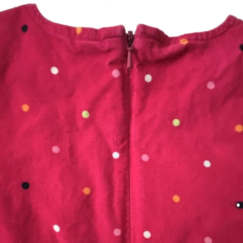 Vintage Gymboree Girls Size 5 Pink Polka Dot Corduroy A-Line Sleeveless